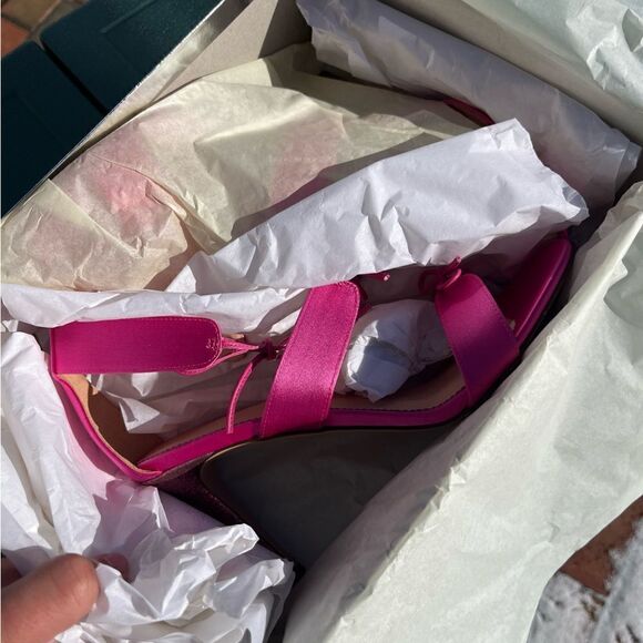 J Crew Collection Rylie Lace Up Heels in Italian Satin NIB - Picture 7 of 13